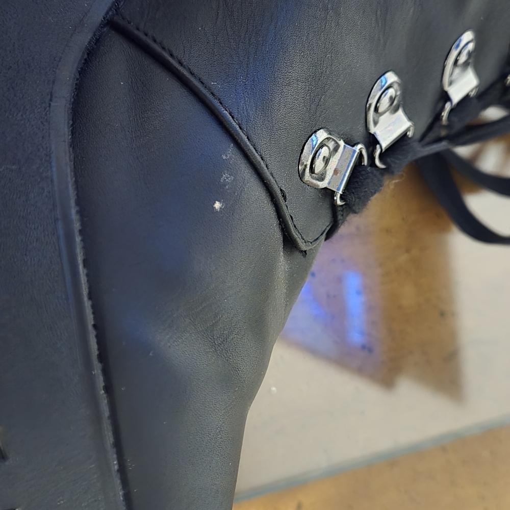 MIA Black Chunky Heel Faux Leather Lace Up Boots Womens 8.5 - Picture 7 of 11